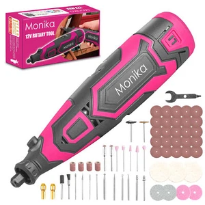 Monika 12V Cordless Rotary Tool Pink Variable Speed Engraver Grinder Multi Acces - Picture 1 of 12