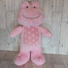 Gitzy Plush Frog Pink w/White Dots and Baby Rattle 12" Stuffed Animal Velvet