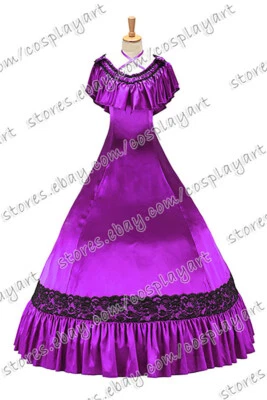 Mujeres Victoriano Gótico Brocado Encaje Baile de graduación Vestido Southern Belle Fiesta Foto 1 de 4