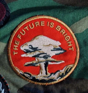 The Future is Bright Nuclear Bomb Mushroom Cloud Embroidered Iron On Patch 3.25" - Picture 1 of 5