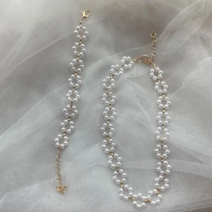 Elegant Flower Pearl Necklace Vintage Bracelet For Women Trend Beautiful - Picture 1 of 8