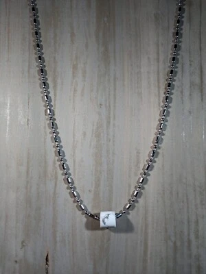 New Stainless Steel Necklace with Howlite Bead - Image 1 of 4