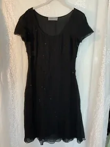 Genny Vintage Sheer Dress By Gianni Versace Beaded Black 8 - Picture 1 of 11