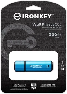 Kingston Ironkey Vault Privacy 50 USB-C 256GB Flash Drive | FIPS 197 Certified - Picture 1 of 5