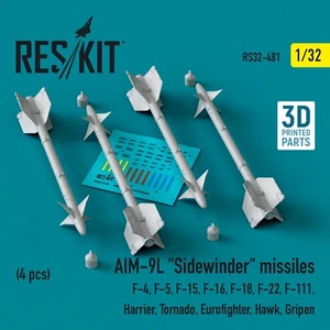 AIM-9L Sidewinder missiles 4pcs Scale1:32 ResKit RS32-0481 for Plastic Model Kit - Picture 1 of 3