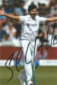INDIA CRICKET: FOTO DE ACCIÓN DE PRUEBA FIRMADA POR SHARDUL THAKUR 6x4 + certificado de autenticidad **prueba** - Imagen 1 de 2