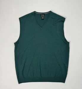 Jos A Bank Men’s 2XL 100% Merino Wool Sweater Vest Green Lightweight Modern City - Picture 1 of 8