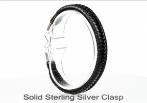 HANDMADE Kangaroo Leather Sterling Silver Armband Wristband Men Bracelet 2B-151 - Bild 1 von 11