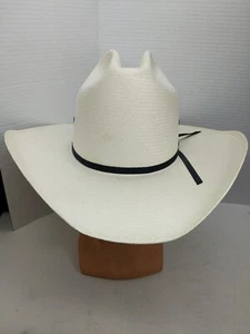 Stetson 5X Straw Cowboy Western Hat Size 6 7/8 White Beige VGC - Picture 1 of 19