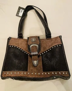 Bolso de mano occidental de cuero marrón - Imagen 1 de 9