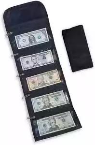 Saving Money Organizer For Cash With 5 Zippers - Bag - Small, Black - Picture 1 of 5
