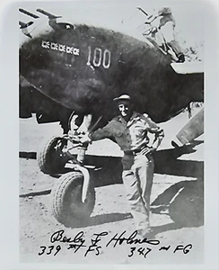 Besby Holmes USAF signed 8x10 glossy photo P-38 5V WWII Fighter Ace - Picture 1 of 2