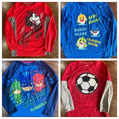 Boys Size 7 Long Sleeve Shirts Fall Clothing Lot Jumping Beans Mickey Mouse - Image 1 of 4