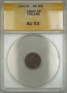 1900 Finland 1P Penni Coin ANACS AU-53 - Picture 1 of 2