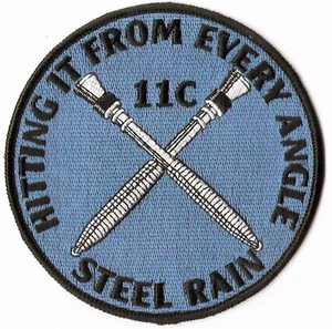US Army Infantry - 11C - Mortarman Embroidered Patch - Steel Rain - Mortar Sec - Picture 1 of 1