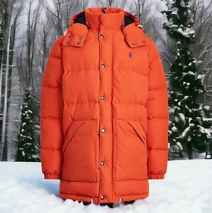 Abrigo Chaqueta Parka de Invierno Polo Ralph Lauren para Hombre Aislamiento de Plumón Talla Grande Naranja - Imagen 1 de 7