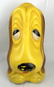 70er Carolina Enterprises Blasform Basset Hound Coin Bank Kunststoff Vintage gelb - Bild 1 von 10