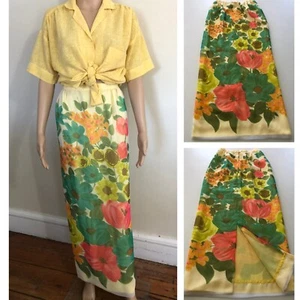 vtg 1960s Floral Chiffon Maxi Skirt 27" Waist Sportivo California for Filene's - Picture 1 of 24