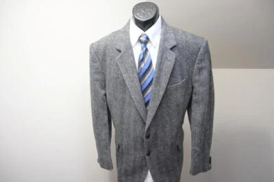 VTG English Manor Tweed Herringbone Wool Blazer Sports Jacket Lined Mens Sz 44 R - Image 1 of 4