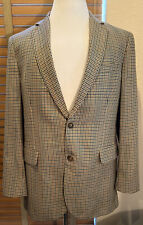 BROOKS BROTHERS 1818 Madison Khaki Navy Plaid Wool Sport Coat Blazer Sz 42L