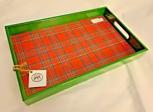 Michel Design Works TARTAN Wooden Decoupage Vanity Tray with Lacquered Sides - Picture 1 of 4