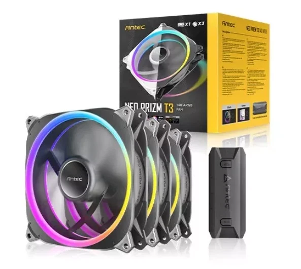 Antec Neo PRIZM T3 140 PWM ARGB mit Controller 3 Stück Lüfter / Express /... - Bild 1 von 1
