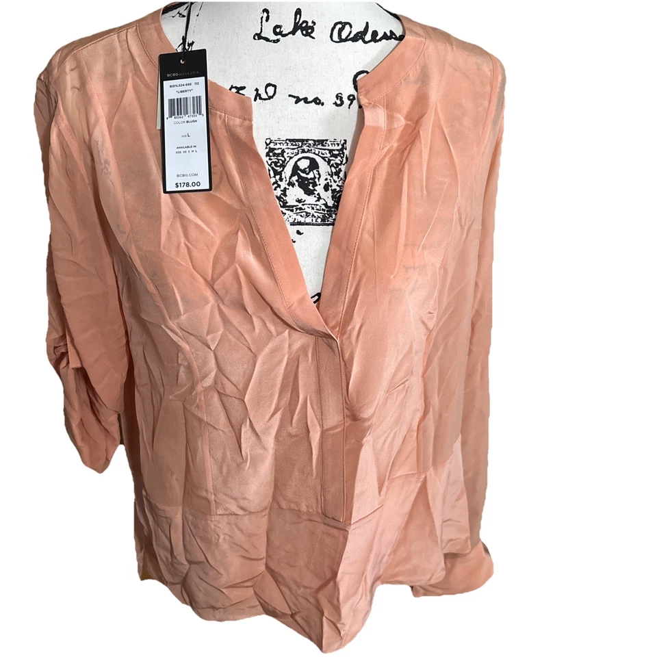 NUEVA Blusa Para Mujer BCBGMaxazria "Liberty", Rubor, Talla Grande Foto 1 de 1