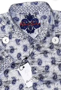 Robert Graham White Blue Floral Cotton Stylish Men's Shirt Size XL - Picture 1 of 4