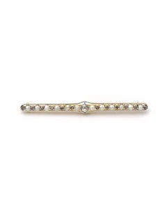 Broche barrette diamants perles fines en or 18k et platine, broche ancienne lign - Picture 1 of 6