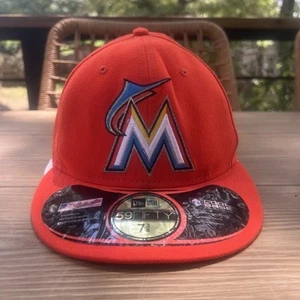 Cappello New Era 59Fifty Uomo Donna Berretto Miami Marlins Autentico Arancione On Field Fitted - Foto 1 di 7