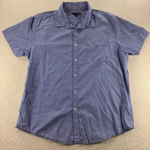 Camisa JF J.Ferrar Para Hombres XL Calce Ajustado Manga Corta Abotonada Azul Rayas Carrera - Imagen 1 de 6