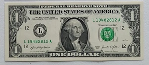 $1 Bill 2021 Dec 28, 1948 Birthday Note YYYY/DD/MM Fancy Serial # L19482812A * - Picture 1 of 2