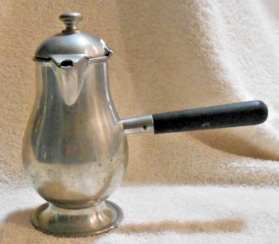 L.H. Cafetera o chocolate de peltre vintage Vaughan Foto 1 de 4