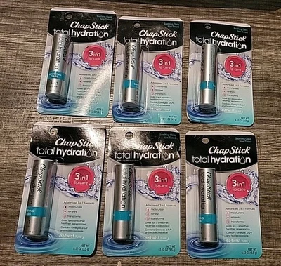 6 ChapStick Hidratación Total 3IN1 Cuidado Labial Calmante Oasis Sin Tintar Foto 1 de 3