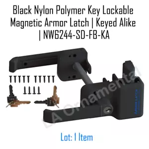 Schwarz Nylon Polymer Schlüssel abschließbar magnetisch Panzerriegel gleichschließend NW6244-SD-FBKA - Bild 1 von 1