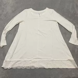 ZENANA Long Sleeve Tunic Knit Top Tee Round Neck Relaxed Size Large - Picture 1 of 7