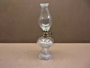 Vintage Miniature Clear Glass Oil Hurricane Lamp Just 6 3/4" Tall Actually Works - Picture 1 of 6