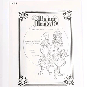 Making Memories Mädchen 1870er Jahre Frühling Anzug Kleid Hut 26" Puppenkleidung Muster - Bild 1 von 6