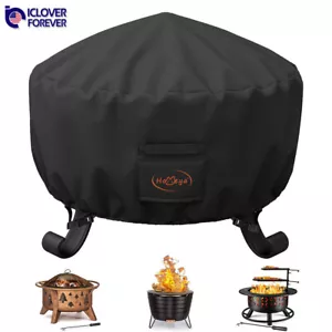 Round Fire Pit Cover Waterproof Windpoof BBQ Grill Protector Outdoor Heavy Duty - Picture 1 of 8
