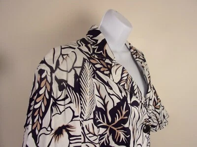 Java Womens Jacket Blazer Short Sleeve Plus Size 3x 26/28 Black White Tan Floral - Image 1 of 4