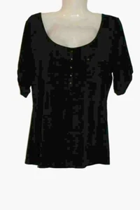 Worthington Womens BasicTop Black Jersey knit with Pocket Studs Medium M - Picture 1 of 3