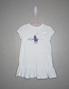Nuevo con etiquetas Vestido túnica Ralph Lauren Infantil Niñas 18 Meses Blanco Manga Corta Volantes Dobladillo - Imagen 1 de 6