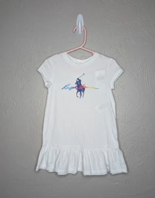 NWT Ralph Lauren Infant Girls 18 Month White Short Sleeve Ruffle Hem Tunic Dress - Image 1 of 4
