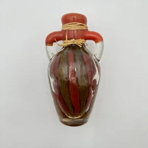 Vintage Infused Vinegar Decor Chilli Vegetable Glass Bottle ~ 7” Tall - Picture 1 of 6