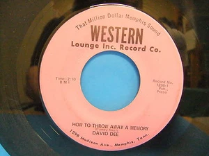 David Dee How To Throw Away A Memory / I Know 45 Western Lounge 1298 Memphis TN - Picture 1 of 3