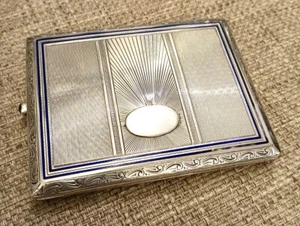 ✅ Antique European Solid Silver/Blue Enamel Box ~147.7 Grams - RARE VINTAGE ✅ - Picture 1 of 11