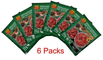 CARNE CURRY EN POLVO MARCA MALAYA BABA'S 25g x 6 Paquetes Foto 1 de 4