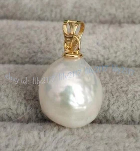 shining 12-13MM AAA+ NATURAL WHITE SOUTH SEA BAROQUE PEARL PENDANT 14K GOLD - Picture 1 of 5