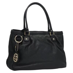 GUCCI GG Canvas Guccissima Tote Bag Leather Black Gold 296835 Auth nb249 - Picture 1 of 24