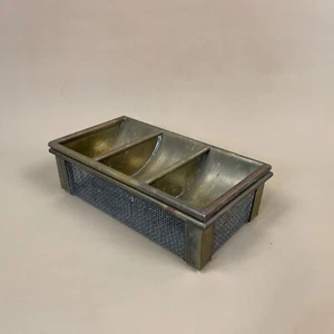 Antique Metal Coin Cash Stamp Organiser Desk Tray Mesh Base Vintage Small - Picture 1 of 6